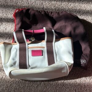 Coach Cream and Brown Tote Bag